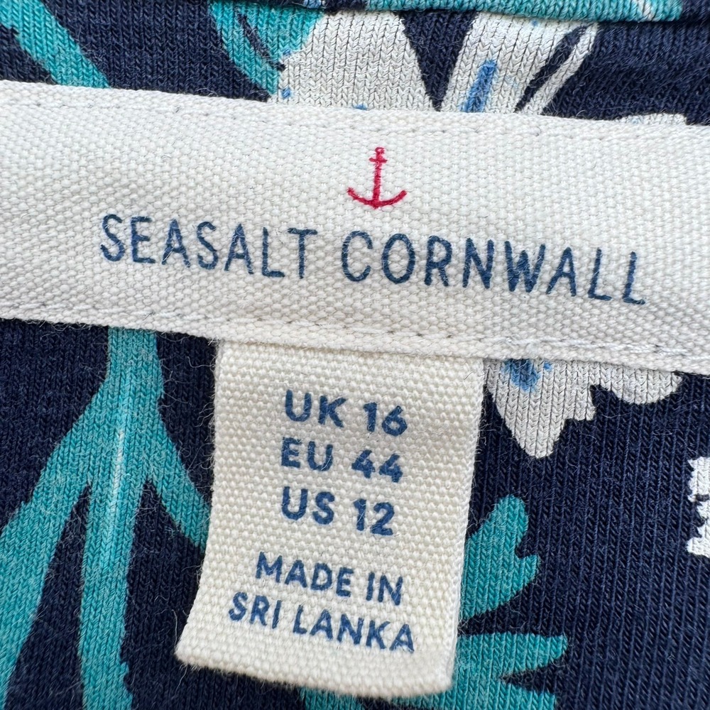 SEASALT CORNWALL Women's 12 Blue Killiow Tunic Dress Bamboo Cotton Pockets - Picture 5 of 7